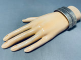 Stunning Vintage Signed Native American Navajo Sterling Silver Immense Bracelet-Nativo Arts