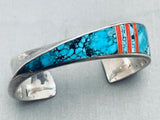 Important 6 Inch Wrist Andy Lee Kirk Inlay Turquoise Sterling Silver Bracelet-Nativo Arts