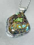 Green & Blue In Same Stone!!!! Very Rare Vintage Native American Navajo Sterling Silver Necklace-Nativo Arts