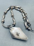 Tommy Sam Vintage Native American Navajo Turquoise Inlay Sterling Silver Necklace-Nativo Arts