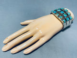 One Of The Coolect Squared Turquoise Vintage Native American Navajo Sterling Silver Bracelet-Nativo Arts