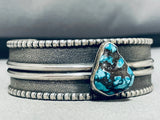Fascinating Native American Navajo Godber Turquoise Chunk Sterling Silver Bracelet-Nativo Arts