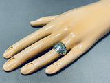 Thomas Singer! Rare Hallmark Vintage Native American Navajo Turquoise Inlay Sterling Silver Ring-Nativo Arts