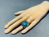 Marvelous Vintage Native American Navajo Carico Lake Turquoise Sterling Silver Ring