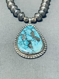 Fabulous Vintage Native American Navajo Pilot Mountain Turquoise Sterling Silver Necklace-Nativo Arts