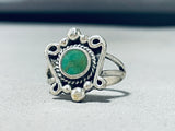 Superb Vintage Native American Navajo Cerrillos Turquoise Sterling Silver Ring-Nativo Arts