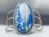 Towering Vintage Native American Navajo Denim Lapis Sterling Silver Bracelet Cuff-Nativo Arts