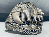 One Of The Coolest Ever Vintage Native American Navajo Bear Sterling Silver Bracelet-Nativo Arts