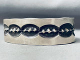 Heavy 119 G Deep Stamp Sterling Silver Vintage Native American Navajo Bracelet