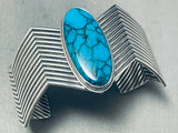 Incredible Zig Zag Spiderweb Turquoise Sterling Silver Bracelet-Nativo Arts