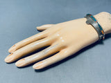 One Of The Best Vintage Native American Navajo Inlay Sterling Silver Link Bracelet Cuff-Nativo Arts