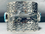 Gigantic Gecko Native American Lizard Sterling Silver Bracelet Cuff-Nativo Arts