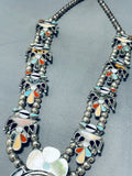 Gasp! Vintage Native American Zuni Bird Inlay Sterling Silver Squash Blossom Necklace Old-Nativo Arts