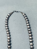 Football Bead Handmade Vintage Native American Navajo Turquoise Sterling Silver Necklace-Nativo Arts