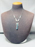 Three Tiers Of Turquoise Vintage Native American Navajo Sterling Silver Leaf Necklace-Nativo Arts