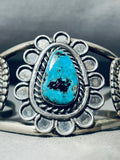 Rare Gilbert Turquoise! Old Deposit Vintage Native American Navajo Sterling Silver Bracelet-Nativo Arts