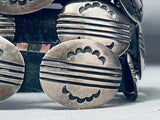 Detailed Handmade Vintage Native American Navajo Sterling Silver Segmented Concho Belt-Nativo Arts