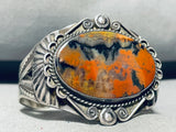 One F The Most Ornate Vintage Native American Navajo Petrified Wood Sterling Silver Bracelet-Nativo Arts