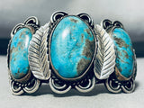 One Of The Best Vintage Native American Navajo Blue Diamond Turquoise Sterling Silver Bracelet-Nativo Arts