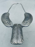 The Biggest Best Vintage Native American Navajo Feather Sterling Silver Necklace-Nativo Arts