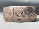 Hand Tooled Vintage Native American Navajo Sterling Silver Cuff Bracelet