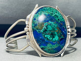 Planet Earth Azurite Vintage Native American Navajo Sterling Silver Bracelet Cuff-Nativo Arts