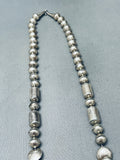 Intricate Bead Vintage Native American Navajo Sterling Silver Tube And Flat Bead Necklace-Nativo Arts