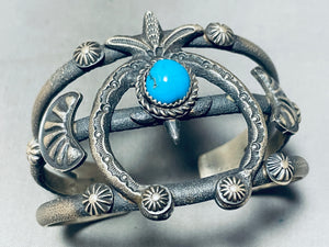 Native American Naja Cuff Bracelet!! Rare Vintage Turquoise Sterling Silver Cuff-Nativo Arts