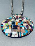 Largest Vintage Santo Domingo Inlay Sterling Silver Necklace, 5 Inches!!-Nativo Arts