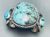 151 Grams!! Old Vintage Native American Navajo Rare Basalt Turquoise Sterling Silver Bracelet-Nativo Arts