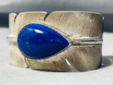 One Of The Finest Lapis Hand Carved Sterling Silver Vintage Native American Navajo Bracelet-Nativo Arts