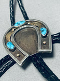 Astonishing Vintage Native American Navajo Morenci Turquoise Sterling Silver Bolo-Nativo Arts