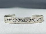 Delicately Hand Carved Intricate Vintage Native American Navajo Sterling Silver Bracelet