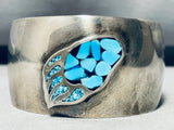 Paw Of Turquoise Vintage Native American Navajo Sterling Silver Inlay Bracelet-Nativo Arts