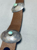 Quality Hand Tooled Vintage Native American Navajo Sterling Silver Turquoise Concho Belt Old-Nativo Arts