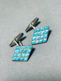 One Of The Best Vintage Native American Turquoise Sterling Silver Cufflinks-Nativo Arts