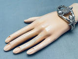 Symbolic Horny Toads Vintage Native American Navajo Sterling Silver Bracelet-Nativo Arts