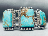 Helen Harrison Vintage Native American Navajo Squared Turquoise Sterling Silver Bracelet