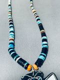 Native American Gasp! Santo Domingo Dragonfly Turquoise Inlay Sterling Silver Necklace-Nativo Arts