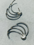 Marvelous Vintage Native American Navajo Sleeping Beauty Turquoise Sterling Silver Earrings-Nativo Arts