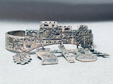 Pueblo Charm Vintage Native American Navajo Sterling Silver Bracelet Cuff-Nativo Arts