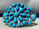 Stunner!! Vintage Native American Navajo Turquoise Cluster Sterling Silver Bracelet-Nativo Arts