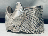 Tim James 100 Gram Eagle Vintage Native American Navajo Sterling Silver Heavy Bracelet-Nativo Arts