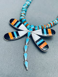 One Of The Most Beautiful Native American Zuni Turquoise Butterfly Sterling Silver Necklace-Nativo Arts
