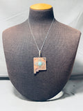 Rob Yellowhorse Native American Navajo Turquoise Sterling Silver Zia New Mexico Necklace-Nativo Arts
