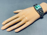 Important Vintage Native American Navajo Suqsred Green Turquoise Sterling Silver Bracelet-Nativo Arts