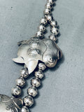 Cow Turquoise Vintage Native American Navajo Sterling Silver Squash Blossom Necklace Old-Nativo Arts
