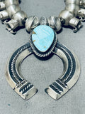 Noteworthy Native American Navajo Kingman Turquoise Sterling Silver Blossom Necklace-Nativo Arts