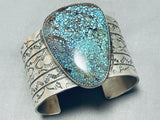 Enormous Vintage Native American Navajo Spiderweb Turquoise Sterling Silver Bracelet-Nativo Arts