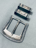 Heavy Vintage Southwest Sterling Silver Hand-stamped Ranger Buckle Set-Nativo Arts